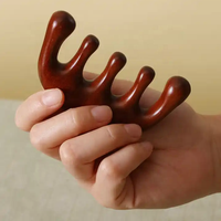 Peines de Madera para Masaje de Cinco Dedos Personalizados Peine de Madera para Masaje de Meridianos Peine de Pelo de Dientes Anchos de Sándalo Natural