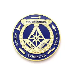Customized Metal 3d Enamel Souvenir Gift Custom-made Freemasonry Free Mason Masonic Challenge Coin
