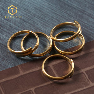 Dicat Emas Serbet Jari Adjustable Cincin Kuningan Sederhana O-Cincin untuk Temuan Perhiasan - Product Image 3