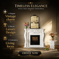 Cheminée électrique décorative murale en marbre de jade blanc sculpté à la main, design de luxe personnalisé pour l'intérieur