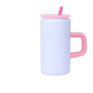 Sublimation 16oz Stainless Steel <strong>Mason</strong> <strong>Jar</strong> Double Vacuum <strong>Tumbler</strong> <strong>with</strong> <strong>Handle</strong> and Straw Lid <strong>Tumbler</strong> <strong>with</strong> Straw and <strong>Handle</strong> - Product Image 2