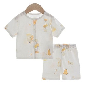Baby Pure Cotton Short Sleeve Set Thin Summer Clothes Breathable Unisex <b>Top</b> And Shorts Two Piece Set For Infants - Product Image 5