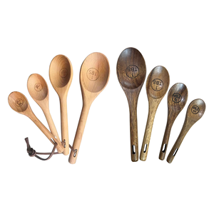 4-Piece Acacia Beech Wood Measuring Scoops <strong>Set</strong> for Home Kitchen Cooking Baking <strong>Spice</strong> Coffee Tea Utensils - Product Image 2