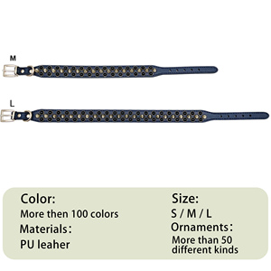 Accesorios para mascotas OEM logotipo personalizado correa ajustable para el cuello remache de Metal Stud Charm impermeable Pu Semi cuero <span class=keywords><strong>Collar</strong></span> de perro rojo y negro - Product Image 4