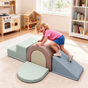 חדר כושר מטפס רך מקורה עם מדרגות שקופיות לילדים 5 יח 'בית ספר למשחק בית ספר וקניון - Product Image 1