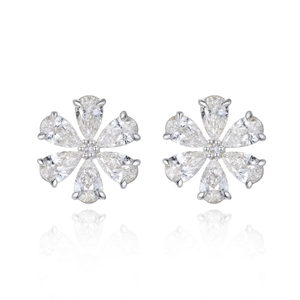 Boucles d'oreilles clous hypoallergéniques en moissanite étincelante motif fleur, en argent sterling 925, plaqué rhodium/or/or rose, élégantes - Product Image 6