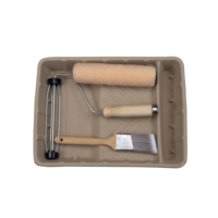 Ensemble de rouleaux de peinture écologiques : Plateau en papier, cadre et pinceau avec manche en bambou, housse de rouleau avec noyau en papier