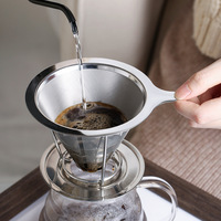 Entonnoir à résidus écologique en acier inoxydable 304 à double couche Filtre à main pour café et thé