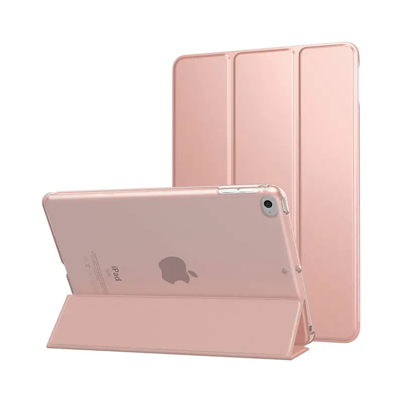 New Slim Lightweight Leather and PU Smart Shell Stand Cover Translucent Frosted Back Protector for iPad Mini 4 5 Shockproof