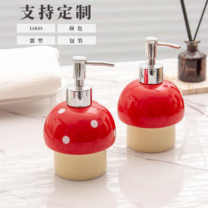 Dispensador de Jabón de Cerámica con Forma de Hongo, Hecho a Medida, 330 ml, Rojo, Recargable, para Baño, Gel de Ducha - Product Image 5