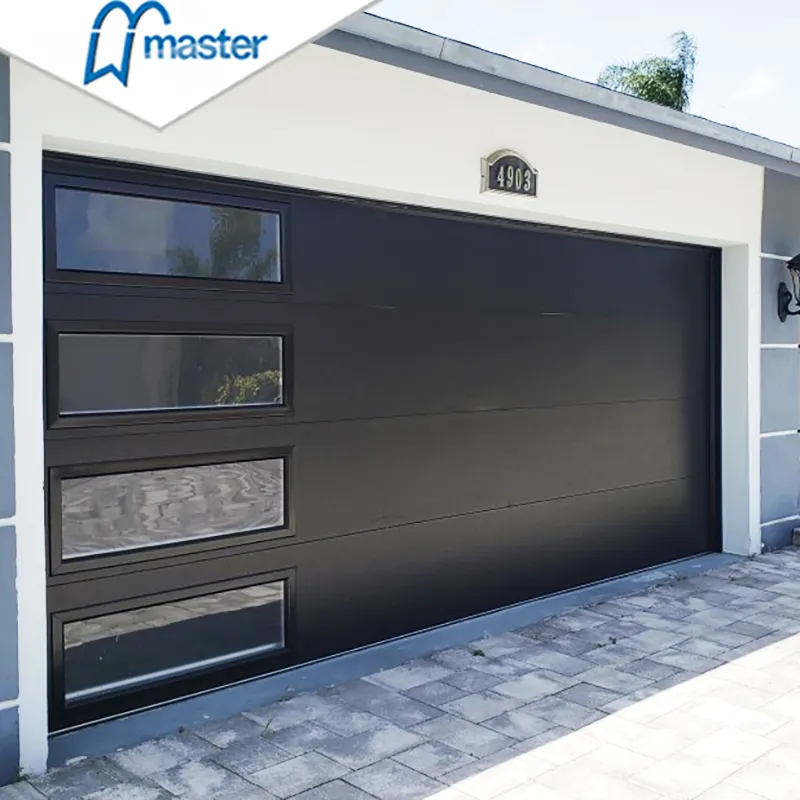 Hot sell modern design full view aluminum tempered plexiglass overhead sectional garage door with window inserts