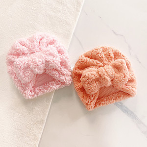Vente chaude mignon nouveau-né bébé noeud <span class=keywords><strong>Turban</strong></span> arc confortable <span class=keywords><strong>laine</strong></span> d'agneau hiver chaud chapeau pour garçons filles doux bonnets - Product Image 3