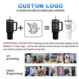 Custom logo Stainless Steel Vacuum Insulated 40oz Sublimation Tumbler with Handle and Straw Travel <b>Coffee</b> 30oz 40oz Outdoor Mug - Product Image 3