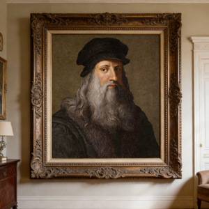 Dipinto a Olio di Alta Qualità Realizzato a Mano su Ceramica, Ritratto di <span class=keywords><strong>Leonardo</strong></span> <span class=keywords><strong>da</strong></span> <span class=keywords><strong>Vinci</strong></span>, <span class=keywords><strong>Arte</strong></span> Murale per Soggiorno e Arredamento Casa - Product Image 1