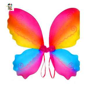 Kids Girls Party Fancy Dress Costume Rainbow Colors Fairy Wings <span class=keywords><strong>con</strong></span> Glitter HPC-2393 - Product Image 1