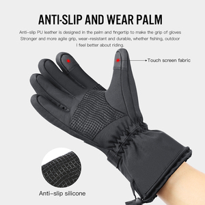 <span class=keywords><strong>Gants</strong></span> <span class=keywords><strong>chauffants</strong></span> électriques pour hommes, en nylon, pour snowboard, moto, motoneige, chauds, imperméables, rechargeables, antidérapants, avec fermeture éclair - Product Image 5