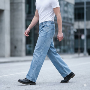 กางเกงยีนส์เดนิมคุณภาพสูงเอวสูงทรงหลวมสำหรับผู้ชาย กางเกงยีนส์ทรงตรงลำลองสำหรับผู้ชาย - Product Image 1