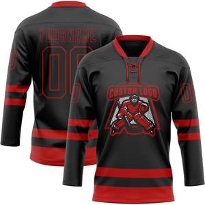 Fanscustom Maillots de hockey personnalisés pour hommes et femmes Numéro de nom imprimé Chemises de pratique en polyester avec uniformes d'équipe personnalisés - Product Image 1