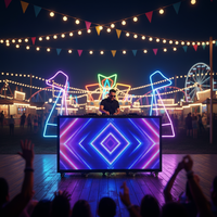 Table de DJ pliable à six pans avec écran LED intégré pour club musical et soirées DJ