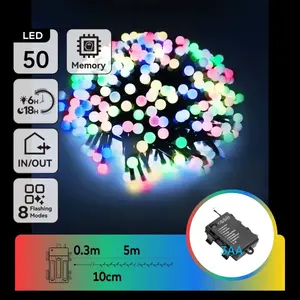 Ghirlanda di luci LED tipo petardo, funzionamento a batterie 3AA, colori RGBY, lunghezza 5m, ideale per decorazioni - Product Image 3