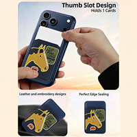 Portefeuille magnétique pour téléphone personnalisé brodé, en cuir PU, porte-cartes magnétique pour iPhone Android, OEM ODM en gros