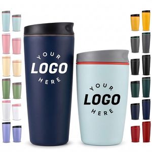 Gobelet à café isotherme en acier inoxydable avec logo personnalisé, 12 oz, 20 oz, sans BPA, réutilisable, pour café glacé, mug de voyage pour café chaud, avec couvercle coulissant - Product Image 1