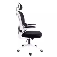 Chaise de bureau pivotante ergonomique pour la maison, dossier haut, en maille noire, accoudoirs rabattables