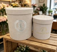 Boîtes cadeaux rondes personnalisées en carton recyclé avec impression dorée pour fleuristes - Marque OEM