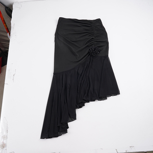 Falda Midi Asimétrica con Parches de Malla Transparente, Elegante, Sexy, Versátil, Informal, Larga, para Moda Urbana - Product Image 6