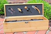 Ensemble de boîtes à vin en bois Elegance Boîte cadeau pour bouteille unique de taille personnalisée avec couvercle à charnière et bocaux de rangement