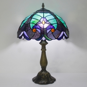 Sang trọng hiện đại 12 inch Chiều rộng Tiffany bàn Hoa đèn 30cm Đèn bàn bằng đồng với LED Glass kim loại kính màu AC cung cấp điện - Product Image 4