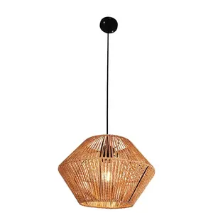 Table en rotin bambou suspension E27 5W/7W lumières modernes suspension pour maison maison salle à manger et îlot de cuisine