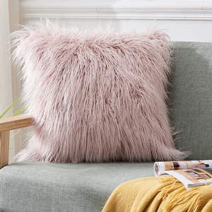 Faux Fur <b>Throw</b> Pillow Square Solid Color Plush Cushion Cover For Living Room Sofa Bedroom Decor - Product Image 1