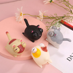 PVC <b>Squishy</b> <b>Cat</b> Fidget Toy with Round Body and Cute Face Stress Relief Sensory Toy for Office Home Travel and Wholesale - Product Image 4