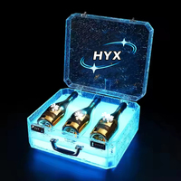 Vente en gros de présentoirs à vin autoportants en acrylique résistant à l'eau, personnalisés et modernes de la marque HYX, pré-assemblés, avec éclairage LED pour club