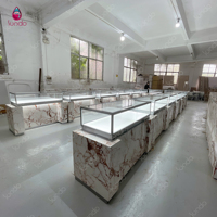 Vitrine de présentation de bijoux de luxe sur mesure Sundo, moderne, en marbre et métal, avec éclairage LED, pour magasin de bijoux, style antique doré