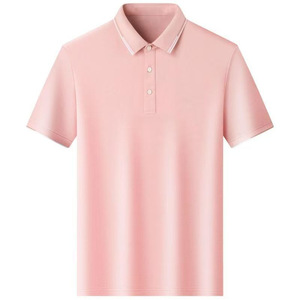 เสื้อโปโลแขนสั้นสีพื้นผ้าฝ้ายชุดทำงานสวมใส่ทุกวันสีชมพู - Product Image 1