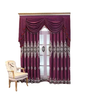 Ready Luxury Living Room Darkening Noise Reduction Jacquard Curtain Hotel Design Custom Wholesale Window Curtains with Valance