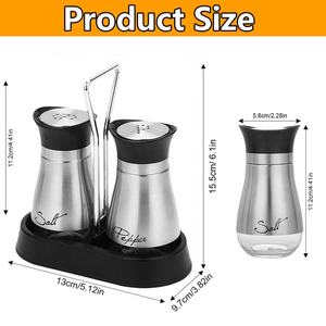 Ensemble élégant de salière et poivrière pot à épices en verre pot à épices bouteille à épices salière et poivrière en acier inoxydable - Product Image 3