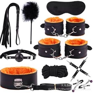 10-piece plush leather SM torture device <b>set</b>, <b>bondage</b> and erotic 10-piece <b>set</b>, wholesale women's alternative toys. - Product Image 1