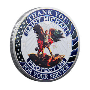 Gedenkmünze aus Zinklegierung mit Heiliger-Michael-Motiv, zwei Farbvarianten, Engelsmuster, Abzeichen-Element, DANKE - Product Image 5