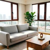 Elegantes Ventanas de Madera de Aluminio con Acabado en Vermillion y Padauk Africano para Villa Clásica
