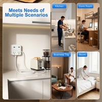 Adaptateur secteur étanche blanc 2500W, norme américaine, multiprise avec 2 ports Type-C et USB pour ordinateurs portables et appareils électroniques domestiques
