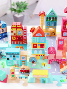 บล็อกตัวต่อสร้างเมืองเล็กของเล่นเพื่อการศึกษาก่อนวัยเรียนช่วยเพิ่มความรู้ความเข้าใจในเมืองสำหรับเด็กเล่นก่อสร้างบ้าน - Product Image 2