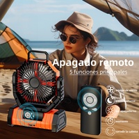 Ventilador Portátil Recargable con Energía Solar de 20000mAh para Acampar al Aire Libre con Luces