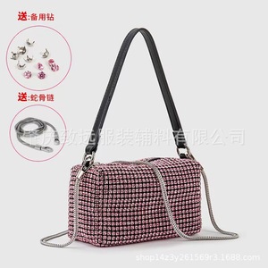 Zhiyuan Rhinestone Clutch <b>Bag</b> Horizontal Square Zipper <b>Sparkling</b> Evening Party <b>Bag</b> Summer 2024 - Product Image 2
