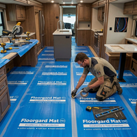 Film de protection temporaire pour sols, sans résidus, auto-adhésif, en rouleau plastique, pour la construction, la peinture et la rénovation