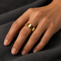 Edelstahl Spiegelpolierter Ring Hochglänzend Breiter Bandring Regenbogen Schillernd Gold Schwarz Blau Reflektierend Unisex Minimalistischer Schmuck