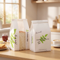 Sac à pain en papier kraft de style européen avec fermeture à fil, fenêtre auto-adhésive pour pain tranché, sac en papier kraft personnalisé pour la cuisson
