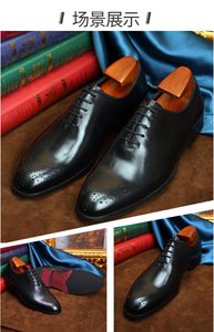 Zapatos de cuero hechos a mano - zapatos formales de negocios con capa superior de cuero vacuno, para bodas, banquetes, oficina, zapatos de vestir y Oxfords a la moda. - Product Image 5
